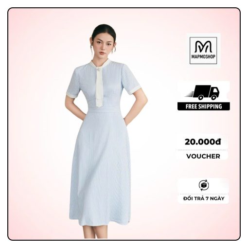 Váy/ đầm thiết kế công sở Kẻ Xanh Mapmoshop VHN.25